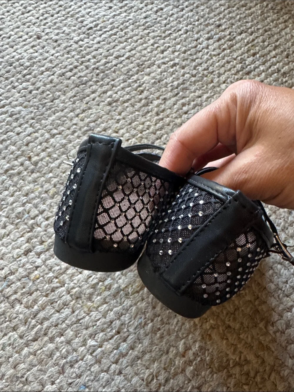 Girls Black Shoes with Sparkle Accent